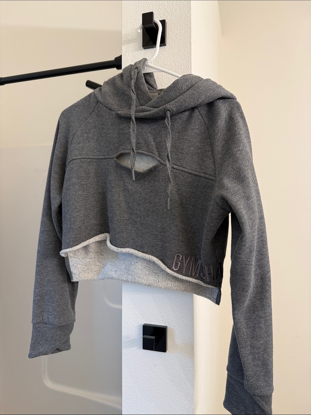 Gymshark Dark Gray Cropped Hooded Sweatshirt